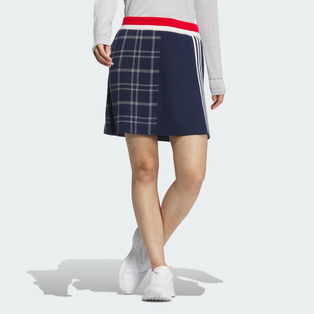 【公式】アディダス adidas 返品可 ゴルフ 【ゴルフ】アシンメトリーパターン スリーストライプス ニットスカート パフォーマンス レディース ウェア・服 スカート 青 ブルー IS4755