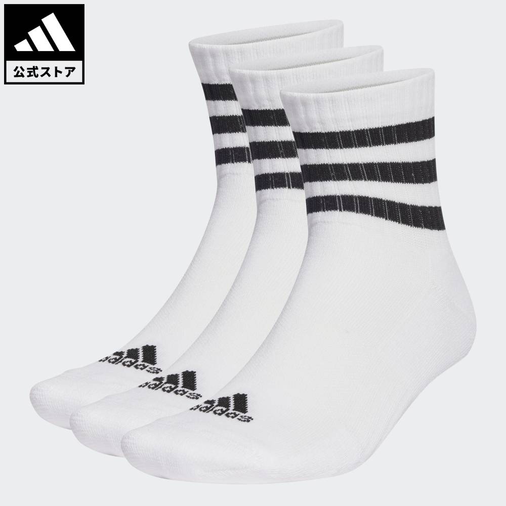 乐天商城 - 【公式】アディダス adidas 返品可 ライフスタイル スリーストライプス クッション スポーツウェア ローカットソックス3足組 パフォーマンス ユニセックス アクセサリー ソックス・靴下 白 ホワイト HT3456