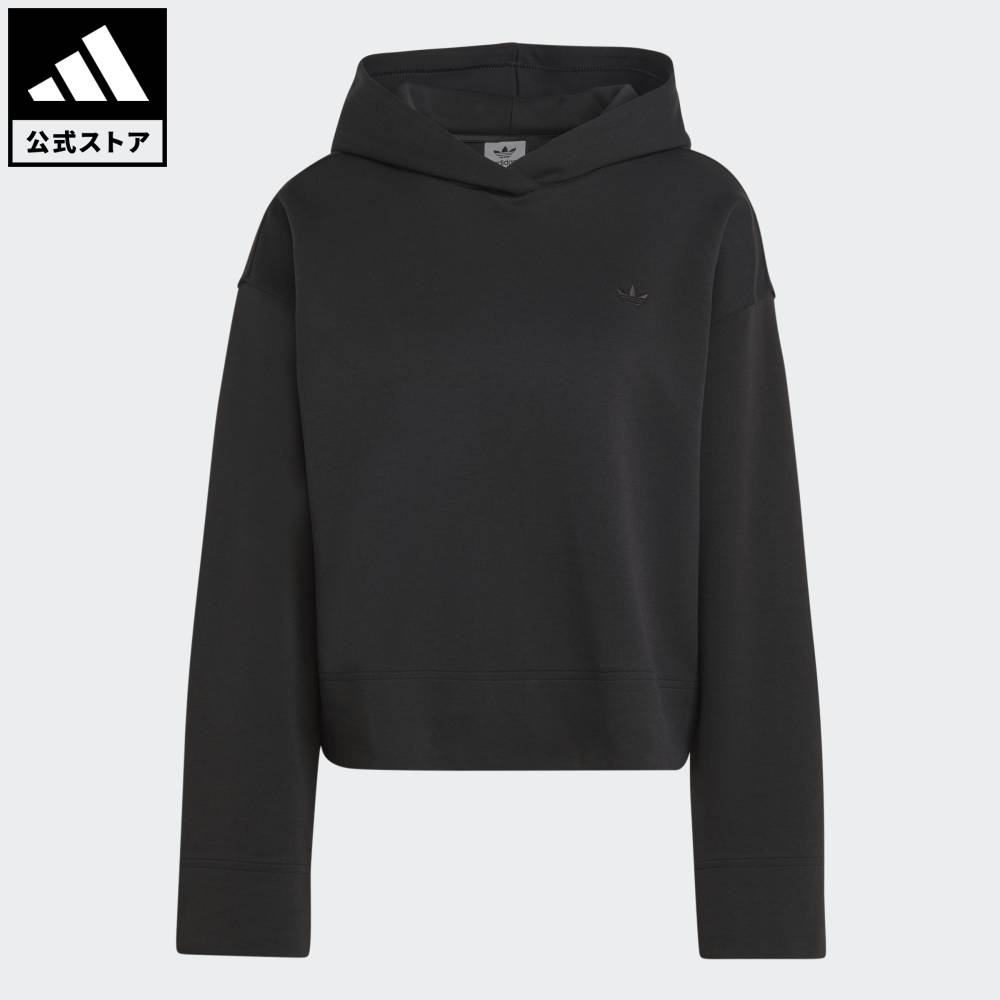 【50%OFFクーポン対象 10/04 20:00~10/11 23:59】 【公式】アディダス adidas 返品可 ライフスタイル プレミアム エッセンシャルズ ショートパーカー オリジナルス レディース ウェア・服 パーカー(フーディー) 黒 ブラック IC5247 トレーナー