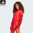 【20%OFFクーポン対象 07/19 00:00~07/26 23:59】 【公式】アディダス adidas 返品可 ライフスタイル エッセンシャルズ スリーストライプス フレンチテリー クロップパーカー スポーツウェア レディース ウェア・服 パーカー(フーディー) 赤 レッド IS6997 トレーナー