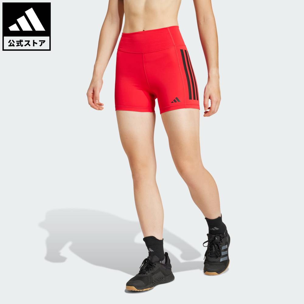 【ポイント20倍 1/24 20:00～1/29 1:59】 【公式】アディダス adidas 返品可 ジム・トレーニング Optime スリーストライプス 1/4丈 ショートレギンス パフォーマンス レディース ウェア・服 タイツ・レギンス 赤 レッド JN4583 フィットネスウェア スポーツウェア レギンス…