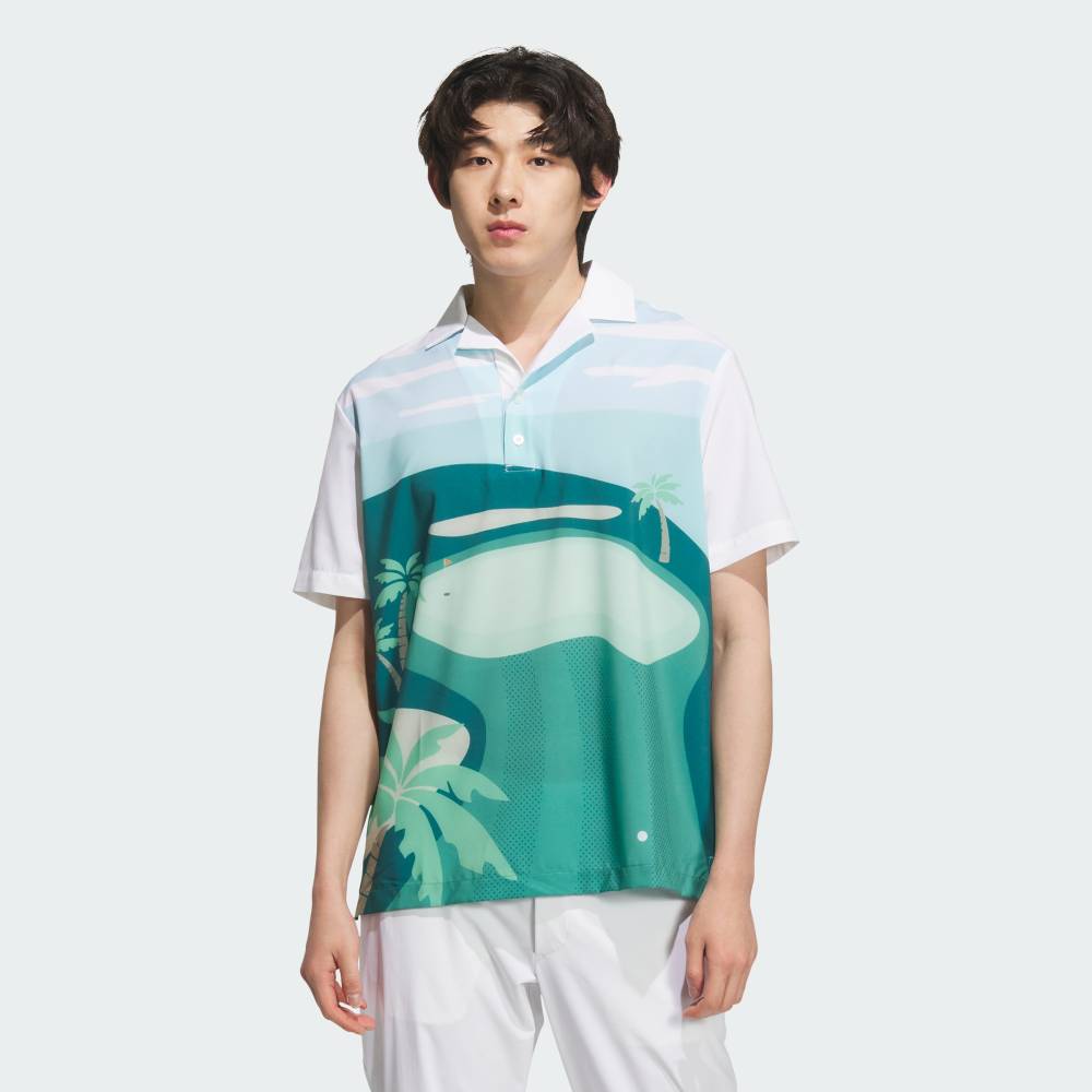 【40％OFFクーポン対象 04/04 20:00～04/10 23:59】 【公式】アディダス adidas 返品可 ゴルフ 【ゴルフ】PG 総柄プリント 半袖ポロシャツ パフォーマンス メンズ ウェア・服 ポロシャツ 白 ホワイト JE7136