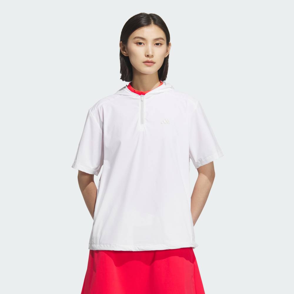 【公式】アディダス adidas 返品可 ゴルフ 【ゴルフ】アディゼロ 撥水 ハーフジップ 半袖ウィンドウ パフォーマンス レディース ウェア・服 ジャケット 白 ホワイト JE8319