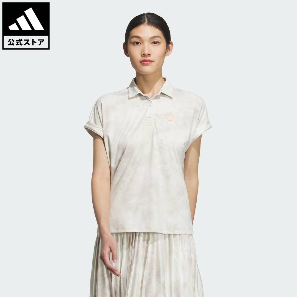 乐天商城 - 【公式】アディダス adidas 返品可 ゴルフ 【ゴルフ】総柄プリント 半袖ポロシャツ パフォーマンス レディース ウェア・服 ポロシャツ 白 ホワイト JF4564