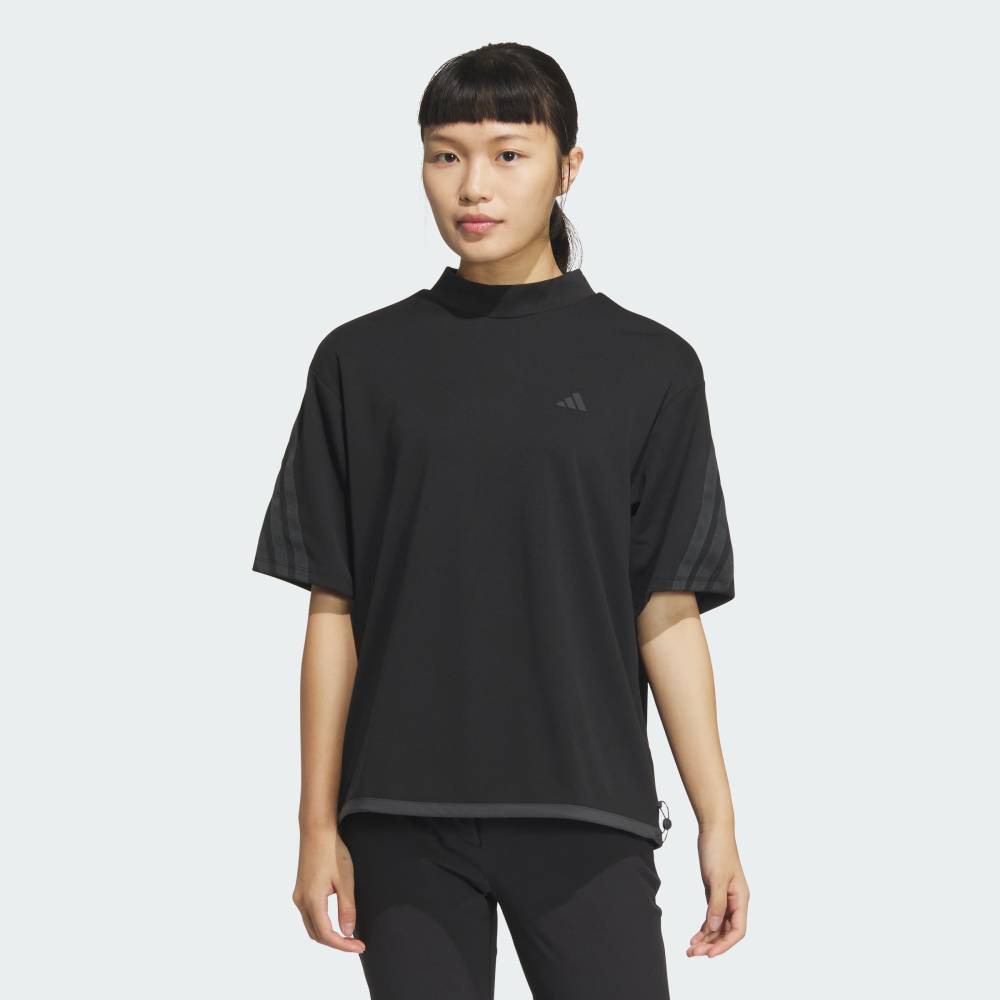 【公式】アディダス adidas 返品可 ゴルフ 【ゴルフ】スリーストライプス ボックスシルエット モックネック 半袖シャツ パフォーマンス レディース ウェア・服 Tシャツ 黒 ブラック JF4607