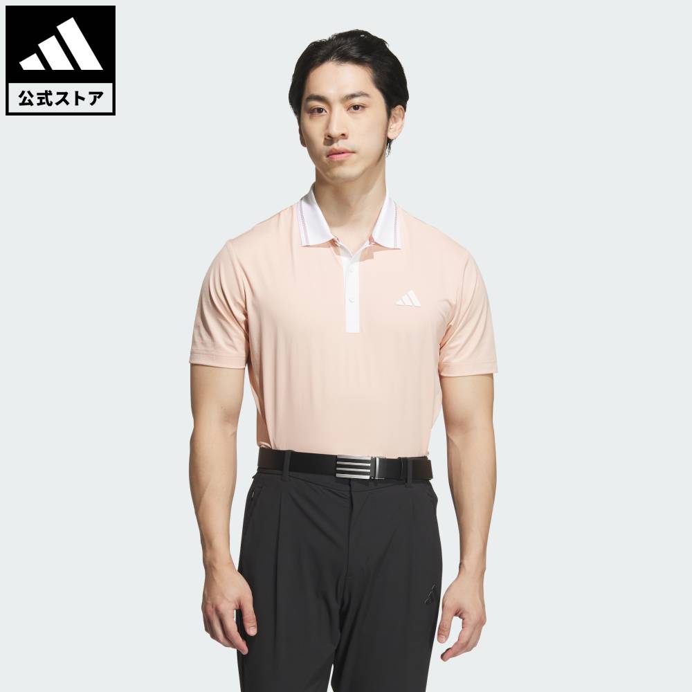 乐天商城 - 【公式】アディダス adidas 返品可 ゴルフ 【ゴルフ】ビッグロゴ 半袖ポロシャツ パフォーマンス メンズ ウェア・服 ポロシャツ ピンク JF6285