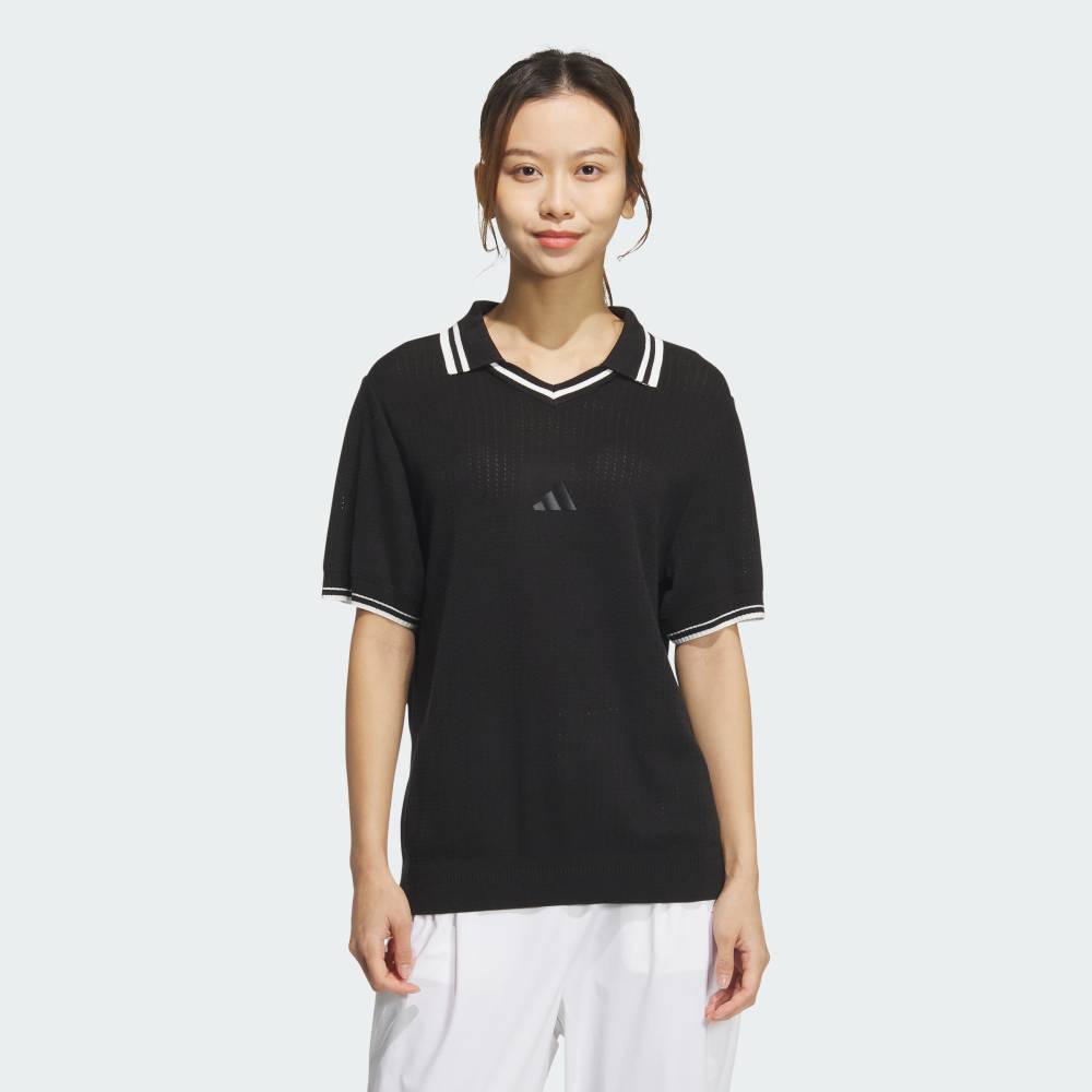【公式】アディダス adidas 返品可 ゴルフ 【ゴルフ】ビヨンド ザ コース ルーズ スキッパー ニットボックスシルエット 半袖ポロ パフォーマンス レディース ウェア・服 ポロシャツ 黒 ブラック JG1379