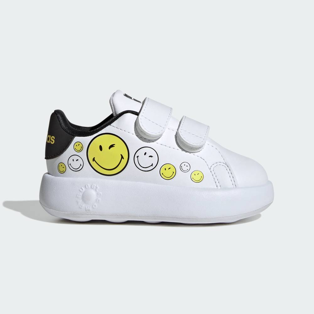 �ڸ����ۥ��ǥ����� adidas ���ʲ� �ƥ˥� ���ǥ����� ���ޥ��꡼ ���ɥХ󥳡��� ���å� / adidas Smiley ADVANCOURT Kids ���ݡ��ĥ����� ���å����Ҷ��� ���塼������ ���ˡ����� �� �ۥ磻�� IH6257 �ƥ˥����塼�� �������å�
