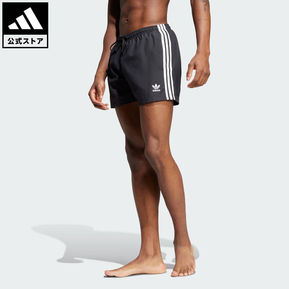 【公式】アディダス adidas 返品可 水泳 アディカラー スリーストライプス 5インチ スイムショーツ オリジナルス メンズ ウェア・服 水着 黒 ブラック...