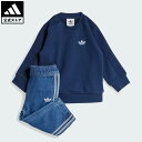 【公式】アディダス adidas 返品可 ライフスタイル デニム クルーセット キッズ オリジナルス キッズ/子供用 ウェア・服 デニム 青 ブルー JD582...