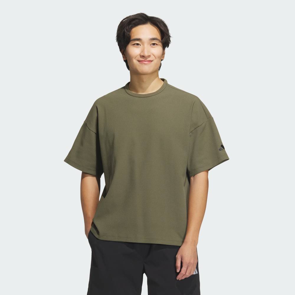 【ポイント20倍 07/15 00:00～07/26 01:59】 【公式】アディダス adidas 返品可 ライフスタイル ルーズフィット ワッフルファブリック 半袖Tシャツ スポーツウェア メンズ ウェア・服 Tシャツ 緑 グリーン JM2031 半袖 【PTU】