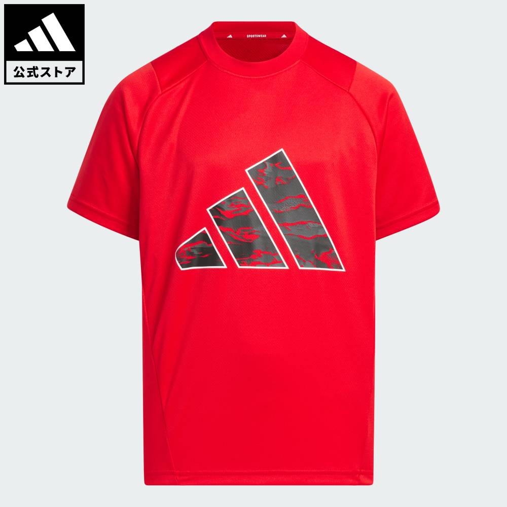 【30％OFFクーポン対象 04/14 20:00～04/20 23:59】 【公式】アディダス adidas 返品可 ライフスタイル キッズ エッセンシャルズ 3バー カモ柄 半袖Tシャツ スポーツウェア キッズ／子供用 ウェア・服 Tシャツ 赤 レッド JM4544 半袖