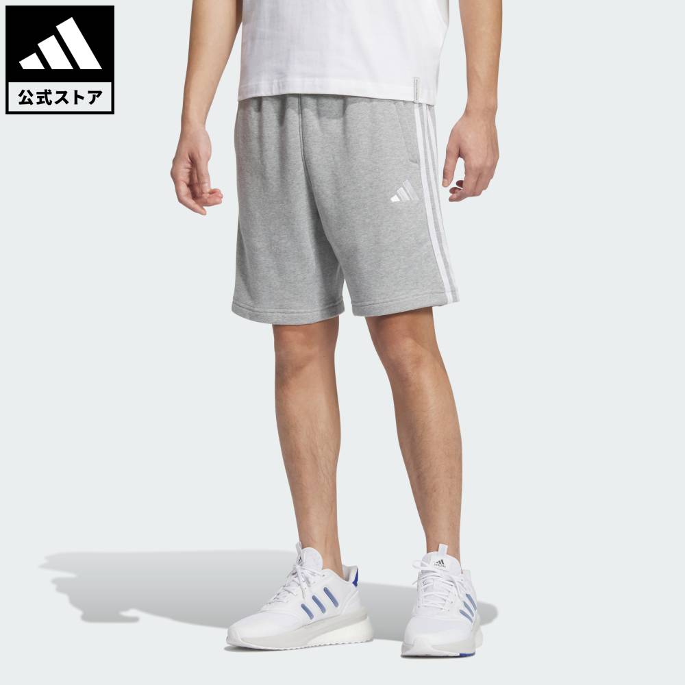 【公式】アディダス adidas 返品可 ライフスタイル エッセンシャルズ プラス レギュラーフィット スリーストライプス フレンチテリーショーツ スポーツウェア メンズ ウェア・服 ショートパンツ・短パン グレー JW6981