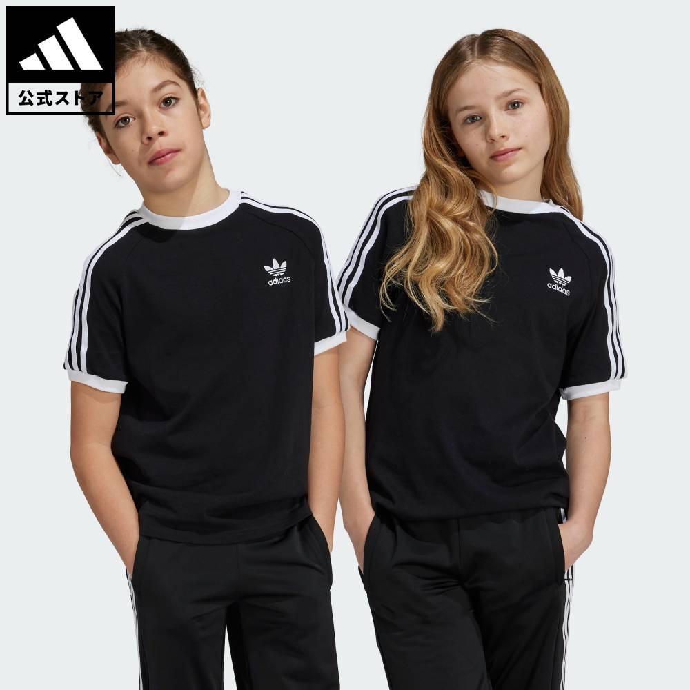 【公式】アディダス adidas 返品可 ライフスタイル アディカラー スリーストライプTシャツ キッズ オリジナルス キッズ／子供用 ウェア・服 Tシャツ 黒 ブラック IX7626のサムネイル