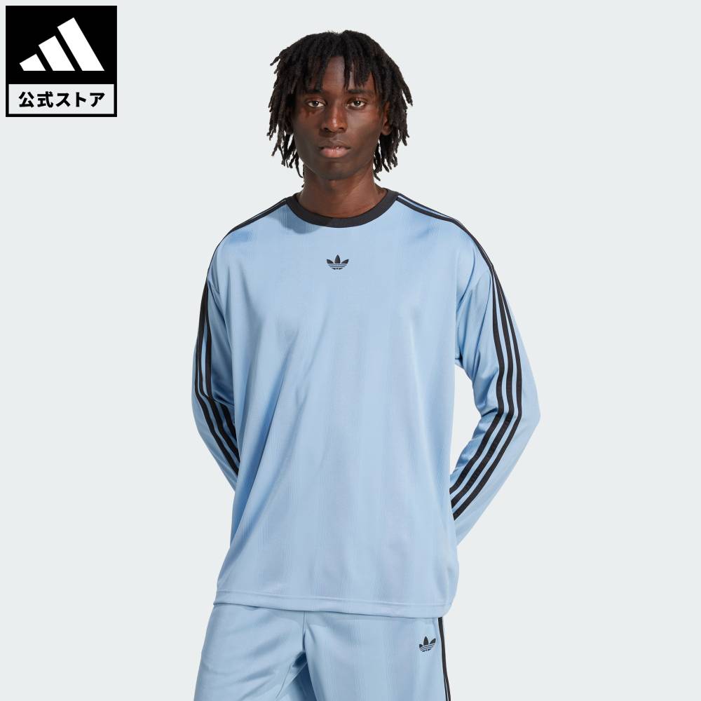 【20％OFFクーポン対象 06/04 20:00～06/11 01:59】 【公式】アディダス adidas 返品可 ライフスタイル adidas アディカラー ジャカード 長袖ジャージー オリジナルス メンズ ウェア・服 Tシャツ 青 ブルー JX1517
