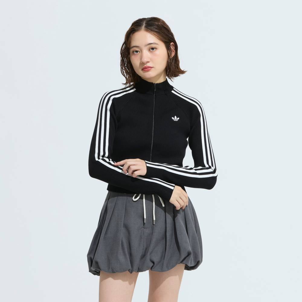 【公式】アディダス adidas 返品可 ライフスタイル アディカラー スリーストライプス スリム ニット トラックトップ オリジナルス レディース ウェア・服 ジャージ 黒 ブラック JY2597 2