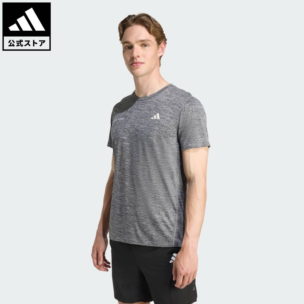 【公式】アディダス adidas 返品可 ランニング オウン ザ ラン メランジ Tシャツ パフォーマンス メンズ ウェア・服 シャツ 黒 ブラック JN9870(4)