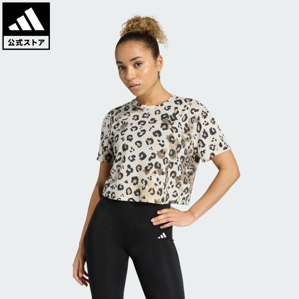 【公式】アディダス adidas 返品可 ジム・トレーニング ワークアウト エッセンシャルズ 半袖Tシャツ プリント パフォーマンス レディース ウェア・服 Tシャツ ベージュ JY4604