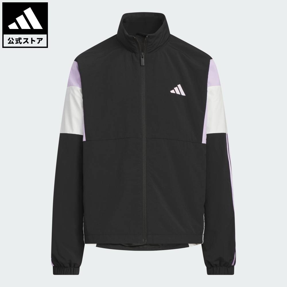 乐天商城 - 【20％OFFクーポン対象 05/09 20:00～05/20 23:59】 【公式】アディダス adidas 返品可 ライフスタイル ガールズ ウーブン ルーズフィット フルジップ ジャケット キッズ スポーツウェア キッズ／子供用 ウェア・服 ジャケット 黒 ブラック JZ8676