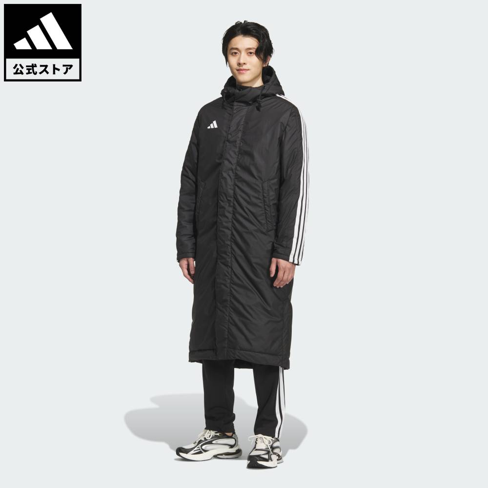 極美品✨adidas アディダスフード付きロングベンチコートL ボア　ブラック黒 adidas（アディダス） スポーツウェア ベンチコート ロングコート M