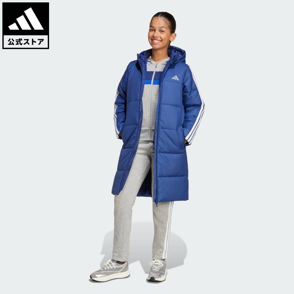 【公式】アディダス adidas 返品可 ライフスタイル ロングコート キッズ スポーツウェア キッズ/子供用 ウェア・服 ジャケット 青 ブルー JV5244