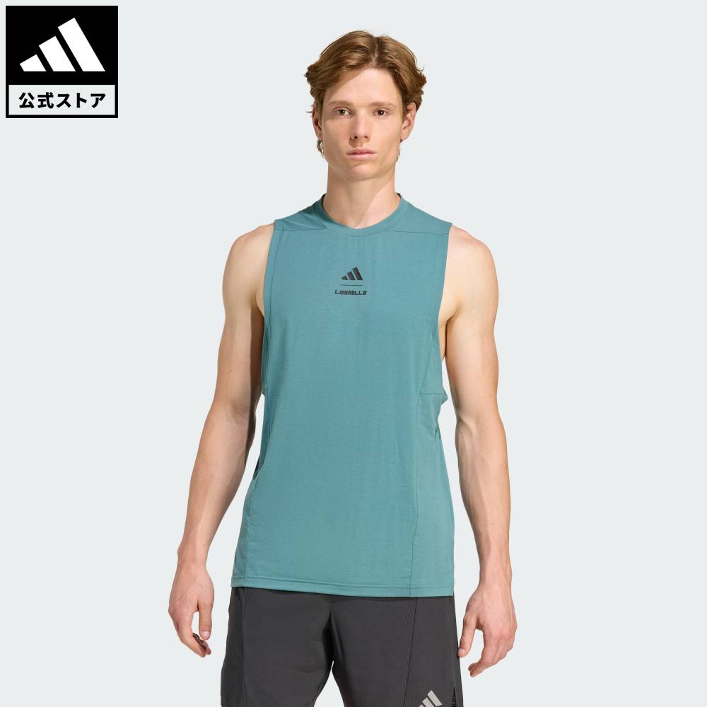 【公式】アディダス adidas 返品可 ジム・トレーニング Les Mills グラフィック タンクトップ パフォーマンス メンズ ウェア・服 Tシャツ 緑 ...