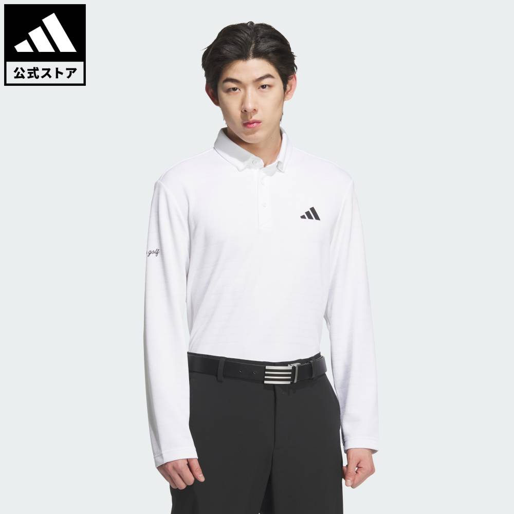 樂天商城 - 【30％OFFクーポン対象 05/23 20:00～05/27 01:59】 【公式】アディダス adidas 返品可 ゴルフ 【ゴルフ】モノグラム長袖ポロシャツ パフォーマンス メンズ ウェア・服 ポロシャツ 白 ホワイト JL7946