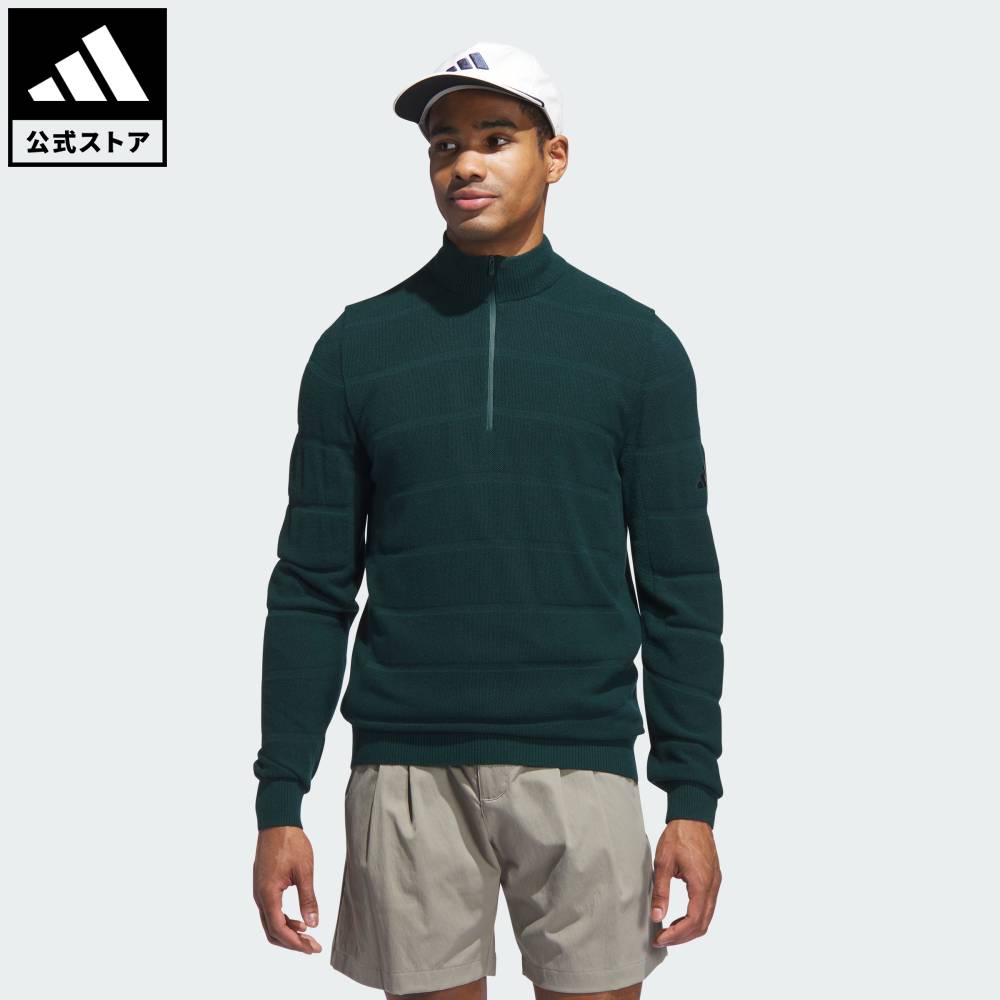 Brand：パフォーマンスSports：ゴルフCategory：ウェア・服【35cf】【color:グリーン】【size:J/S】 【size:J/M】 【size:J/L】 【size:J/XL】 【size:J/2XL】 【size:J/3XL】 スポーツブランドアディダス公式ショップ2025年08月時点の発売時販売価格よりも値下げしています【ゴルフ】アルティメット365ツアー ウインド ニット クオータージップ風が冷たい日のラウンドでもベストスコアは目指せる。安定したプレーを引き出す優れた防風性と、肌触りを向上させるソフトなカシミヤ混紡を特徴とするadidasのゴルフセーターが力強くサポート。この2つの特性により、肌寒い日でも洗練されたスタイルで高いパフォーマンスを発揮できる。プレー中の集中力を高める防風仕様のゴルフセーター。レギュラーフィットハーフジップビスコース40%、ナイロン33%、ポリエステル25%、カシミヤウール2%商品番号：JL5387色：Aurora Ivyモデル：JVU55スポーツ：ゴルフSize胸囲うしろ着丈総袖丈袖口幅J/SJ/MJ/LJ/XLJ/2XLJ/3XL98cm103cm105cm110cm116cm123cm68cm69cm69cm70cm72cm73cm85cm85cm85cm86cm87cm88cm18cm19cm19cm19cm19cm20cm※ 上記の数値はそれぞれのサイズにおける製品の寸法を表しています。※ 商品によっては、表示の寸法から若干の誤差（1～2cm）が発生する場合があります。※ 同じサイズでも、製品の素材の特徴やデザインによって着用感が異なる場合があります。Other Color