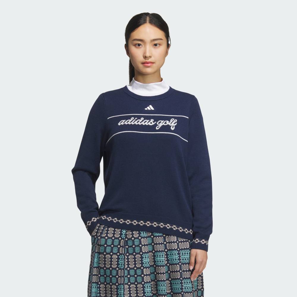 【20％OFFクーポン対象 2/19 0:00～2/23 23:59】 【公式】アディダス adidas 返品可 ゴルフ 【ゴルフ】フルファッション クルートップス パフォーマンス レディース ウェア・服 スウェット（トレーナー） 青 ブルー JM3003