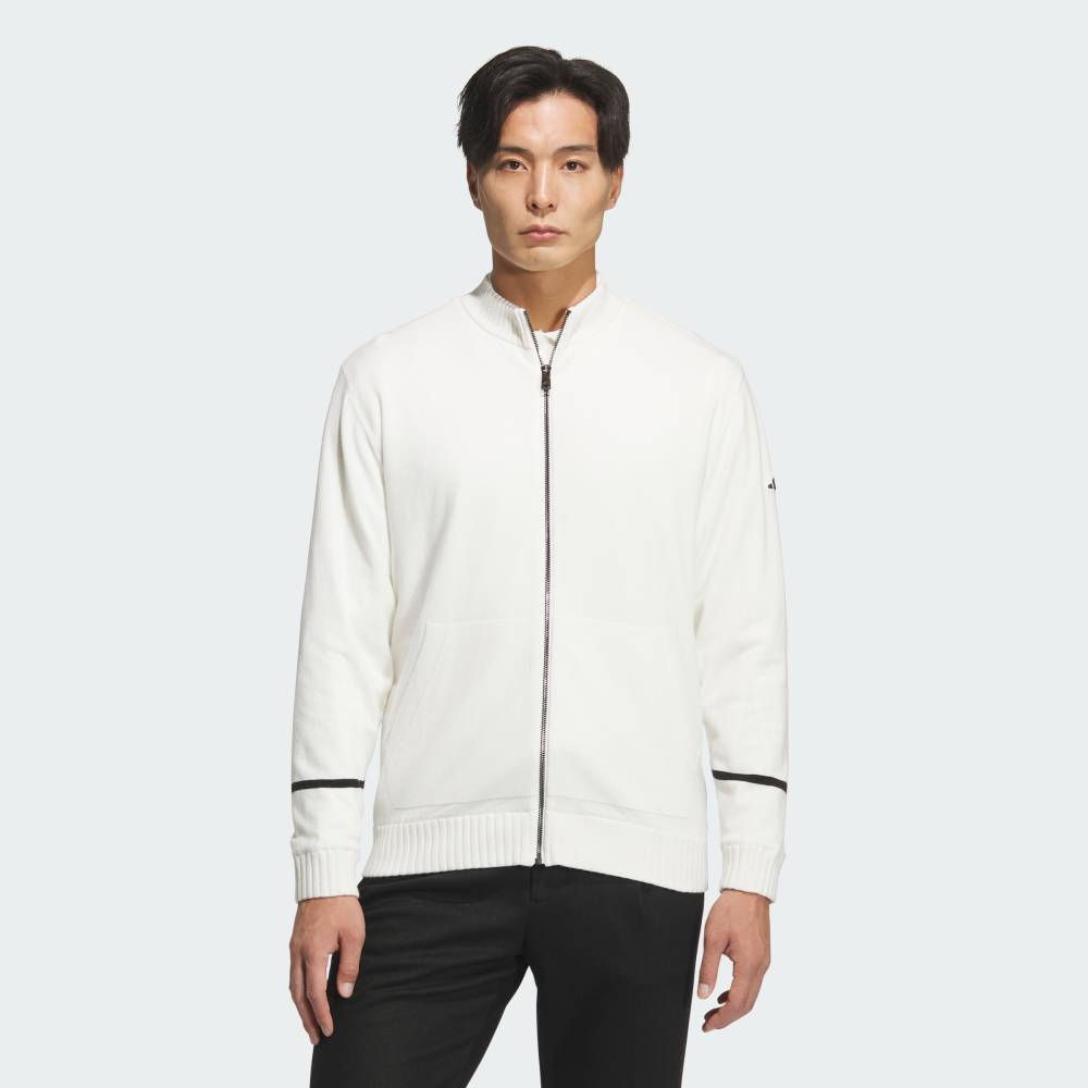 【公式】アディダス adidas 返品可 ゴルフ 【ゴルフ】防風性に優れた裏地付きフルジップ ニットセーター パフォーマンス メンズ ウェア・服 ジャケット 白 ホワイト JM9532