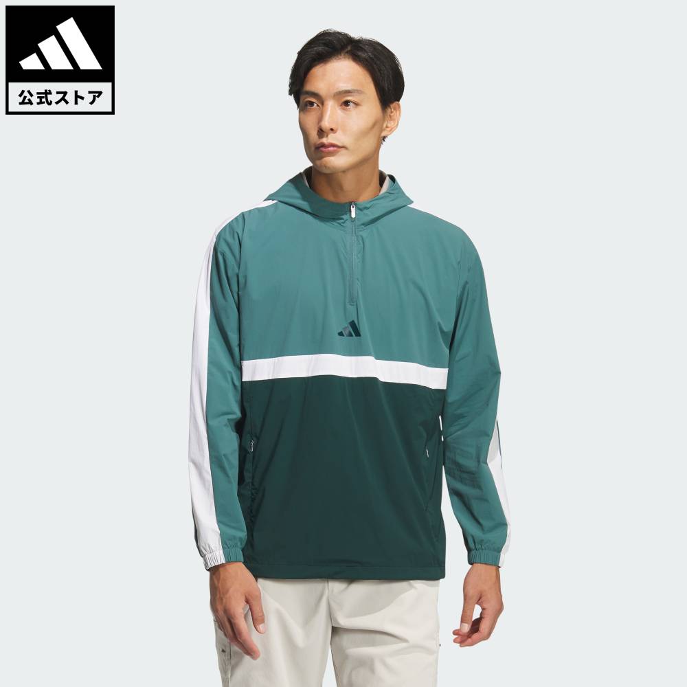 【公式】アディダス adidas 返品可 ゴルフ 【ゴルフ】クオータージップ フード プルオーバー 長袖 パフォーマンス メンズ ウェア・服 ジャケット 緑 グリーン JM9595