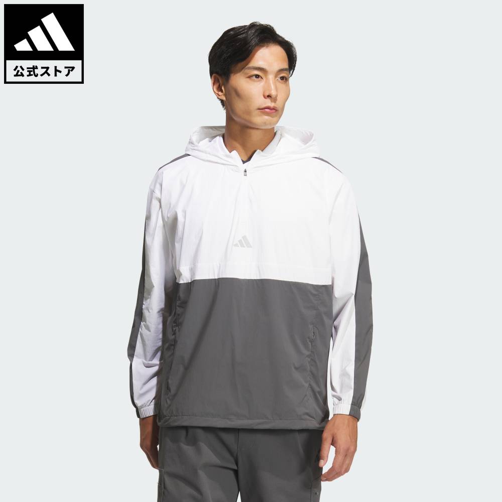 【公式】アディダス adidas 返品可 ゴルフ 【ゴルフ】クオータージップ フード プルオーバー 長袖 パフォーマンス メンズ ウェア・服 ジャケット 白 ホワイト JM9597