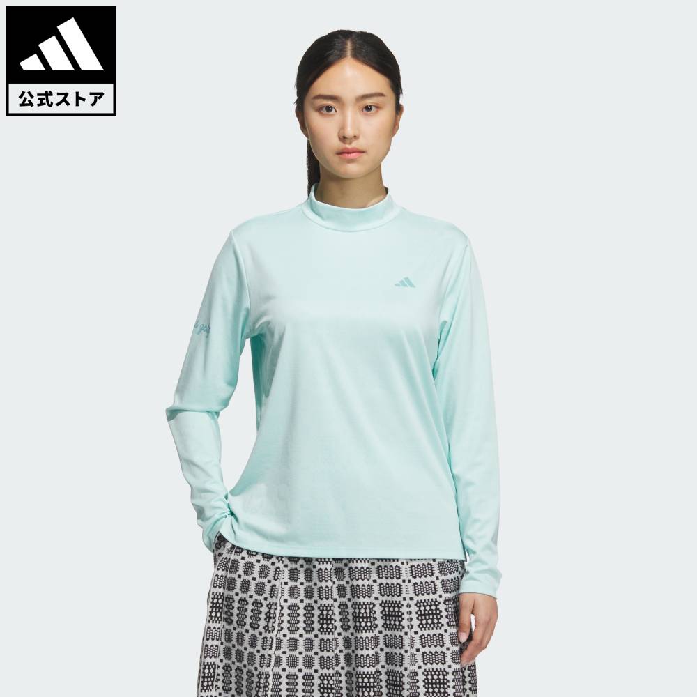 乐天商城 - 【公式】アディダス adidas 返品可 ゴルフ 【ゴルフ】ジャカード モックネック長袖ポロシャツ パフォーマンス レディース ウェア・服 ポロシャツ 青 ブルー JM7171