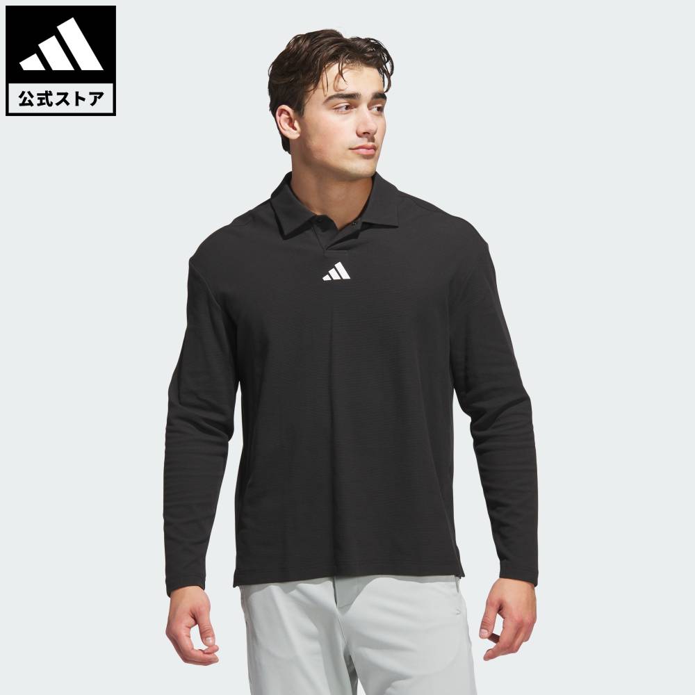 乐天商城 - 【20％OFFクーポン対象 05/09 20:00～05/20 23:59】 【公式】アディダス adidas 返品可 ゴルフ 【ゴルフ】ビヨンド 長袖 ルーズフィット ポロシャツ パフォーマンス メンズ ウェア・服 ポロシャツ 黒 ブラック JN3038
