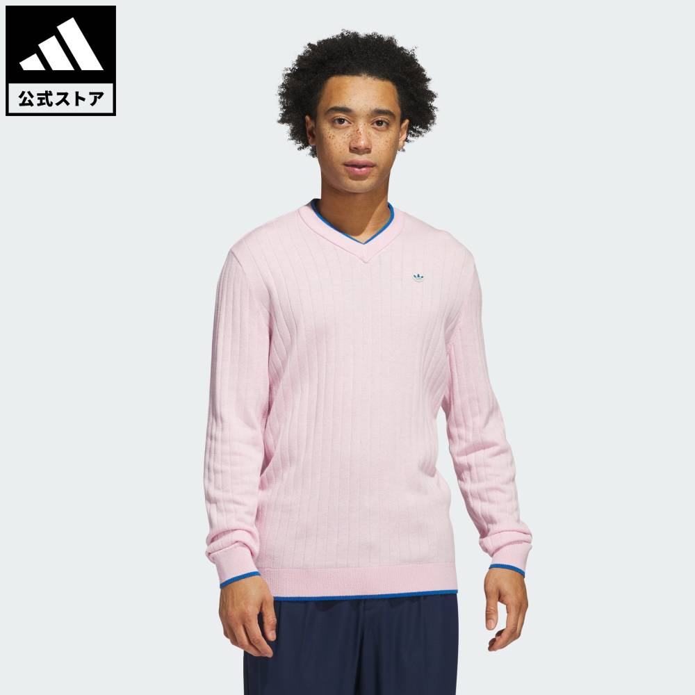 Brand：オリジナルスSports：ゴルフCategory：ウェア・服【28cf】【color:ピンク】【size:J/S】 【size:J/M】 【size:J/L】 【size:J/XL】 【size:J/2XL】 【size:J/3XL】 スポーツブランドアディダス公式ショップ2025年04月時点の発売時販売価格よりも値下げしています【オリジナルスゴルフ】Vネック セーターゴルフセーターを、限りなくスタイリッシュに。アディダス オリジナルスのコレクションから登場したこのカシミアセーターは、伝統的なVネックのリブ編みスタイル。アイコニックなトレフォイルパッチをアクセントにして、ゴルフコースでもクラブハウスでも着映えするへリテージスタイルに仕上げている。スポーツスタイルの伝統を受け継ぐ、カシミアニットセーター。レギュラーフィットリブ仕上げのVネック綿70% / カシミアウール30%縦リブニット襟の縁にコントラストカラー商品番号：JP1192色：Clear Pinkモデル：KSB65スポーツ：ゴルフSize胸囲うしろ着丈総袖丈袖口幅J/SJ/MJ/LJ/XLJ/2XLJ/3XL98cm103cm105cm110cm116cm123cm68cm69cm69cm70cm72cm73cm85cm85cm85cm86cm87cm88cm18cm19cm19cm19cm19cm20cm※ 上記の数値はそれぞれのサイズにおける製品の寸法を表しています。※ 商品によっては、表示の寸法から若干の誤差（1～2cm）が発生する場合があります。※ 同じサイズでも、製品の素材の特徴やデザインによって着用感が異なる場合があります。Other Color