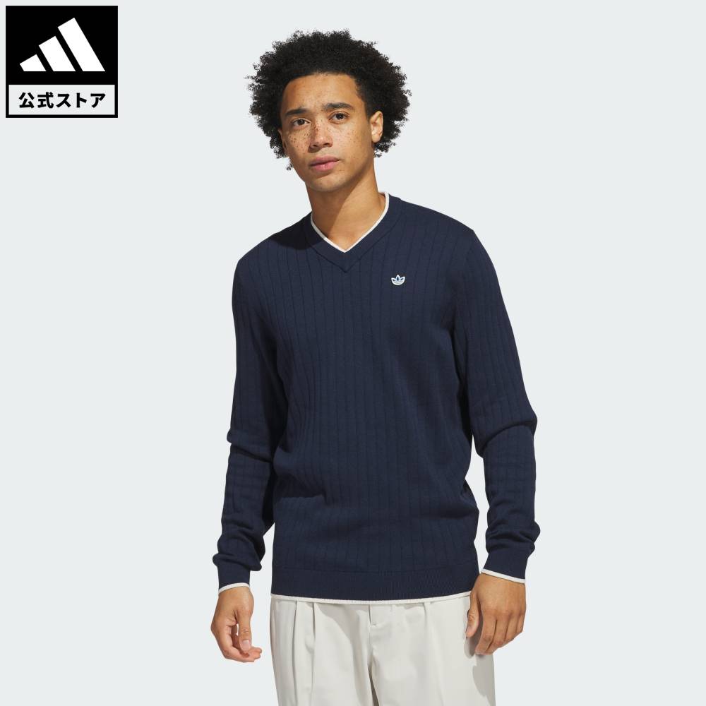 【公式】アディダス adidas 返品可 ゴルフ 【オリジナルスゴルフ】Vネック セーター オリジナルス メンズ ウェア・服 スウェット（トレーナー） 青 ブルー JP1193