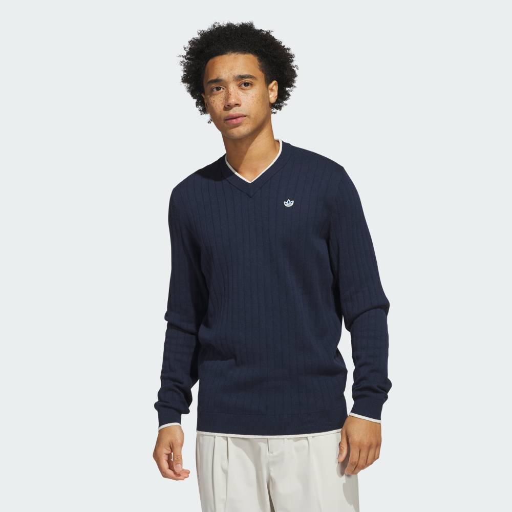 【公式】アディダス adidas 返品可 ゴルフ 【オリジナルスゴルフ】Vネック セーター オリジナルス メンズ ウェア・服 スウェット（トレーナー） 青 ブルー JP1193