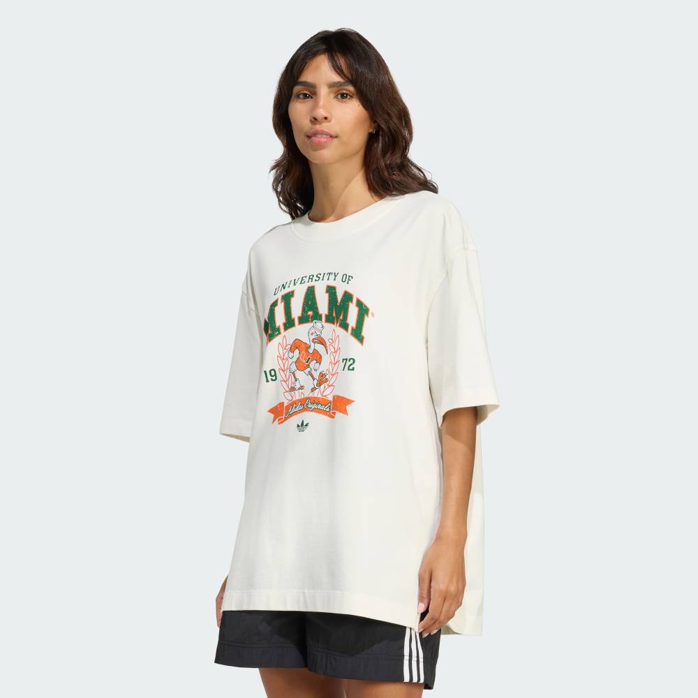 【30％OFFクーポン対象 03/20 20:00～03/26 01:59】 【公式】アディダス adidas 返品可 ライフスタイル アディダス オリジナルス Athletic Dept NCAA マイアミ大学 Tシャツ オリジナルス レディース ウェア・服 Tシャツ 白 ホワイト KF2324