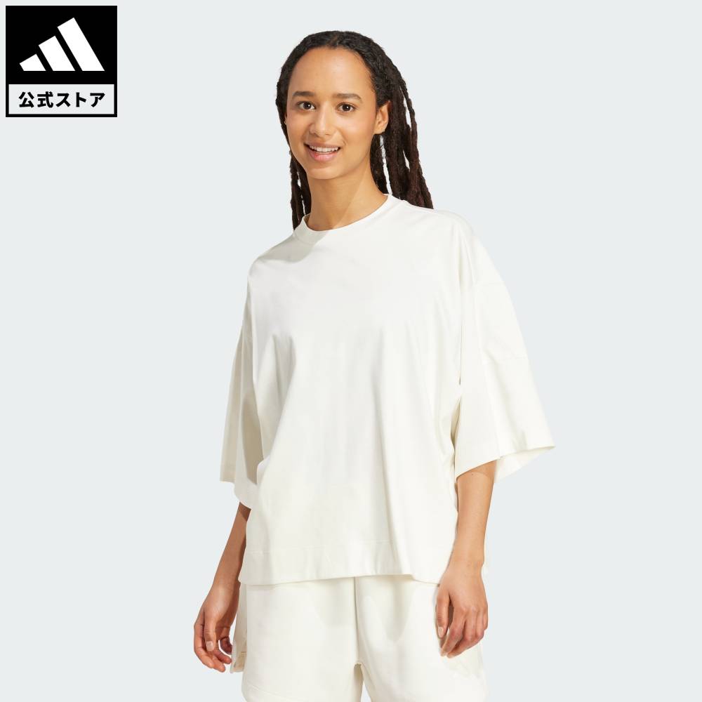 【ポイント20倍 04/29 00:00～05/06 23:59】 【公式】アディダス adidas 返品可 ライフスタイル Soft Lux ルーズ Tシャツ スポーツウェア レディース ウェア・服 Tシャツ 白 ホワイト JV9888 【PT】