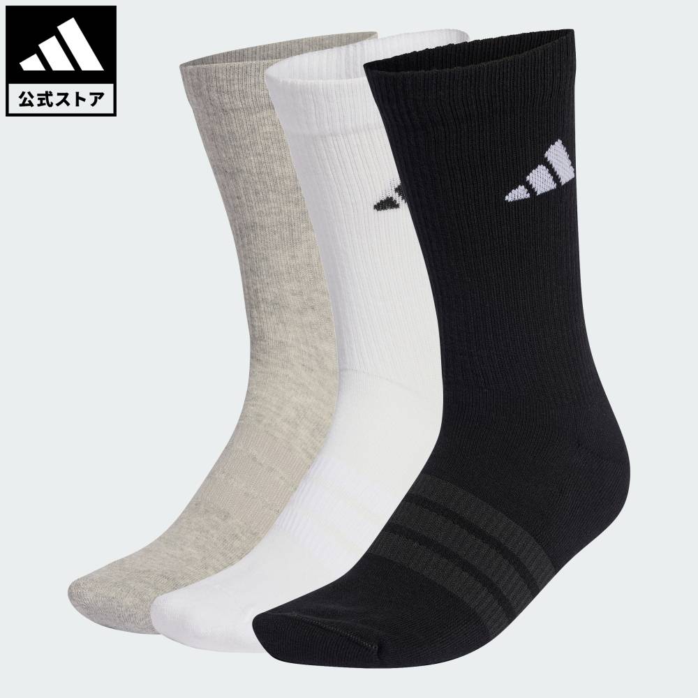 樂天商城 - 【ポイント20倍 05/23 20:00～05/27 01:59】 【公式】アディダス adidas 返品可 ライフスタイル クッション スポーツウェア クルーソックス 3足パック パフォーマンス ユニセックス アクセサリー ソックス・靴下 グレー KC9624 【PT】