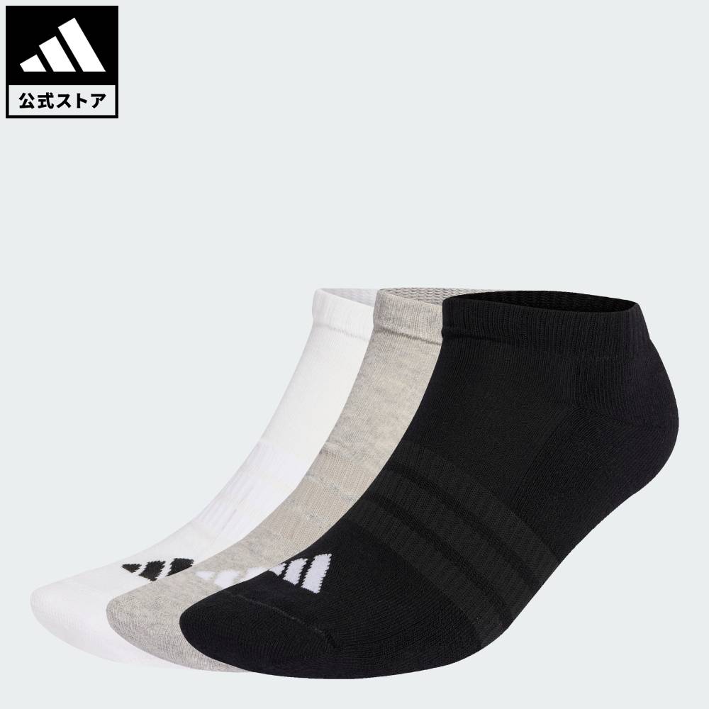 乐天商城 - 【ポイント20倍 5/9 20:00～5/20 23:59】 【公式】アディダス adidas 返品可 ライフスタイル クッションド エッセンシャルズ ローカット ソックス 3足組 パフォーマンス ユニセックス アクセサリー ソックス・靴下 グレー KD6721 【PT】