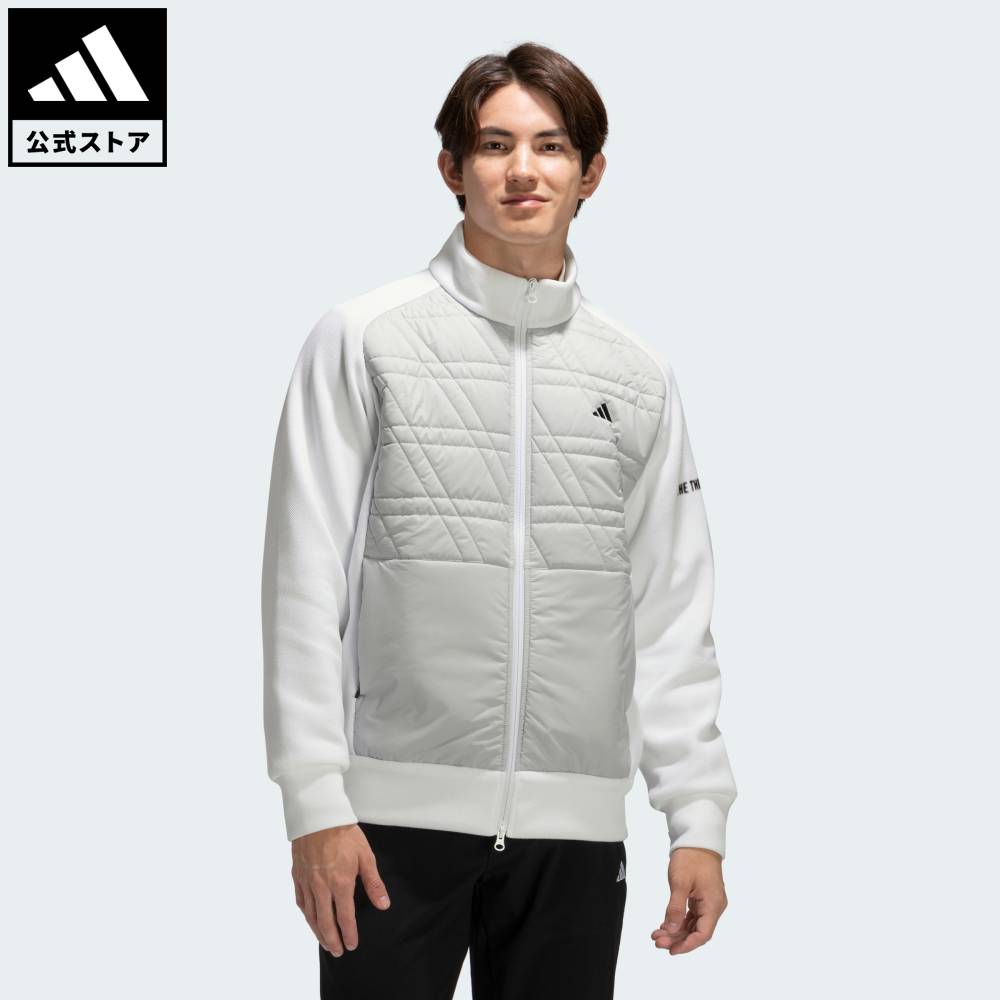 乐天商城 - 【公式】アディダス adidas 返品可 ゴルフ 【ゴルフ】ファブリックミックスフルジップジャケット パフォーマンス メンズ ウェア・服 ジャケット 白 ホワイト KL5273