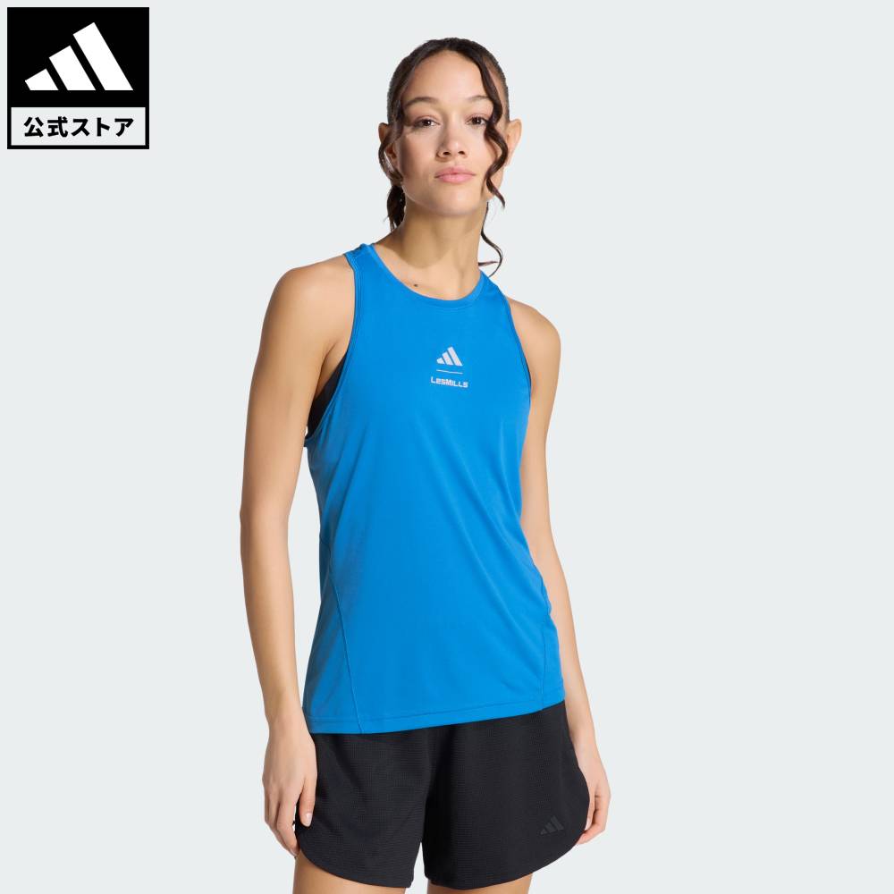 【公式】アディダス adidas 返品可 ジム・トレーニング Les Mills グラフィック タンクトップ パフォーマンス レディース ウェア・服 タンクトップ 青 ブルー KS5923