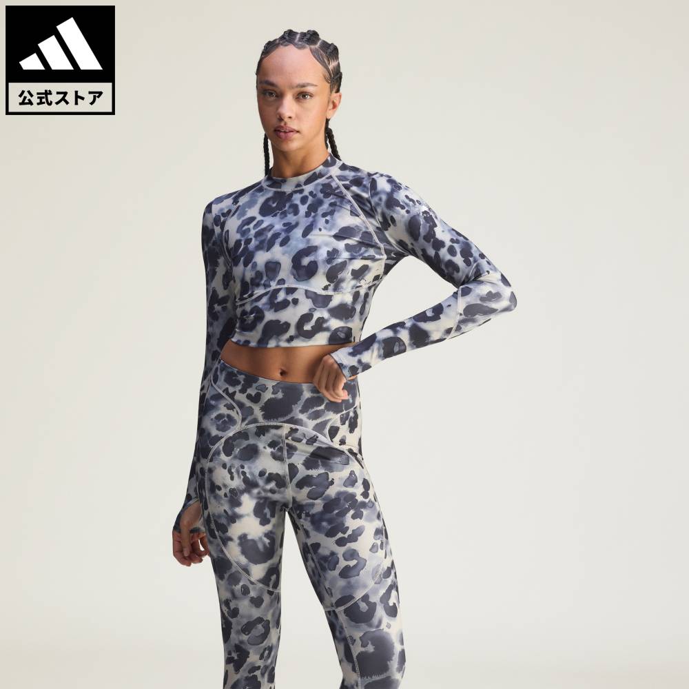【公式】アディダス adidas 返品可 ジム・トレーニング adidas by Stella McCartney トレーニング 長袖 プリント クロップトップ アディダス バイ ステラマッカートニー レディース ウェア・服 Tシャツ ベージュ JY8164