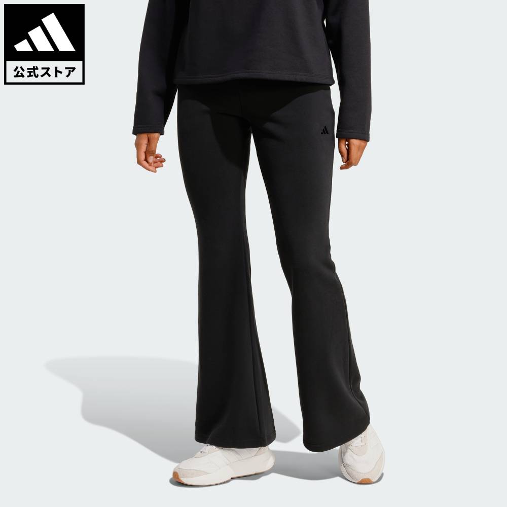 乐天商城 - 【公式】アディダス adidas 返品可 ライフスタイル シーズナル エッセンシャルズ フレンチテリー フレアパンツ スポーツウェア レディース ウェア・服 ボトムス 黒 ブラック JZ0198