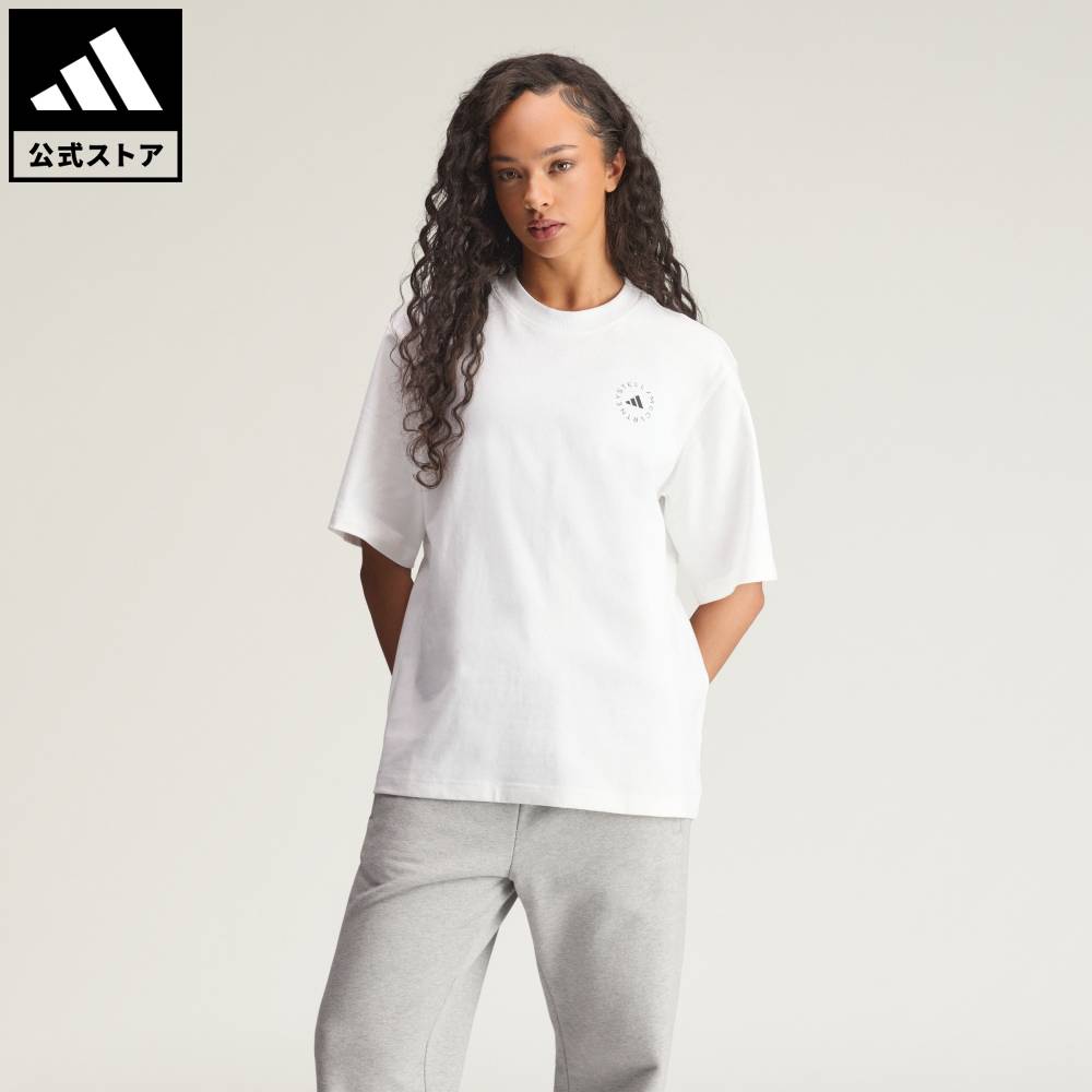 【ポイント20倍 5/9 20:00～5/20 23:59】 【公式】アディダス adidas 返品可 ライフスタイル adidas by Stella McCartney ルーズ 半袖Tシャツ アディダス バイ ステラマッカートニー レディース ウェア・服 Tシャツ 白 ホワイト JZ0697 【PT】