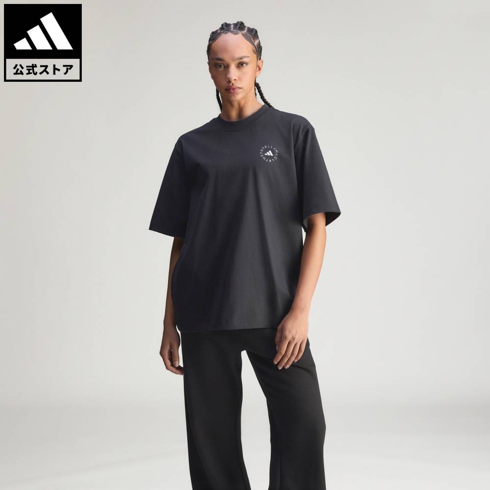 【公式】アディダス adidas 返品可 ライフスタイル adidas by Stella McCartney ルーズ 半袖Tシャツ アディダス バイ ステラマッカートニー レディース ウェア・服 Tシャツ 黒 ブラック KA9549