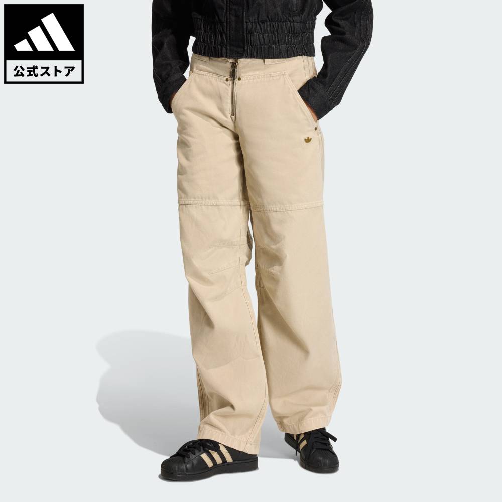 乐天商城 - 【ポイント20倍 5/9 20:00～5/20 23:59】 【公式】アディダス adidas 返品可 ライフスタイル キャンバス ルーズパンツ オリジナルス レディース ウェア・服 ボトムス ベージュ KC8892 【PT】