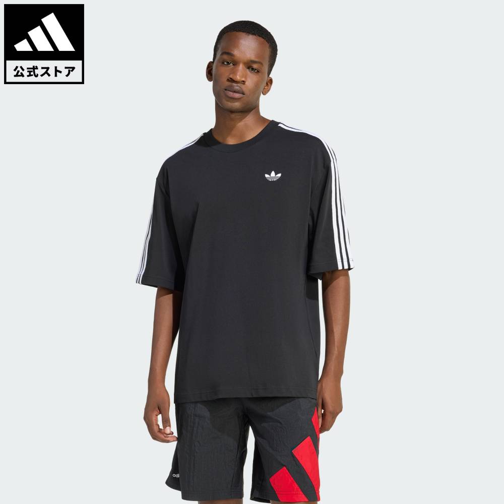 【ポイント20倍 09/15 00:00～09/25 23:59】 【公式】アディダス adidas 返品可 ソーシャルギフト対象 ライフスタイル アディカラー スリーストライプス オーバーサイズTシャツ オリジナルス ユニセックス ウェア・服 Tシャツ 黒 ブラック KD4095 【PTU】