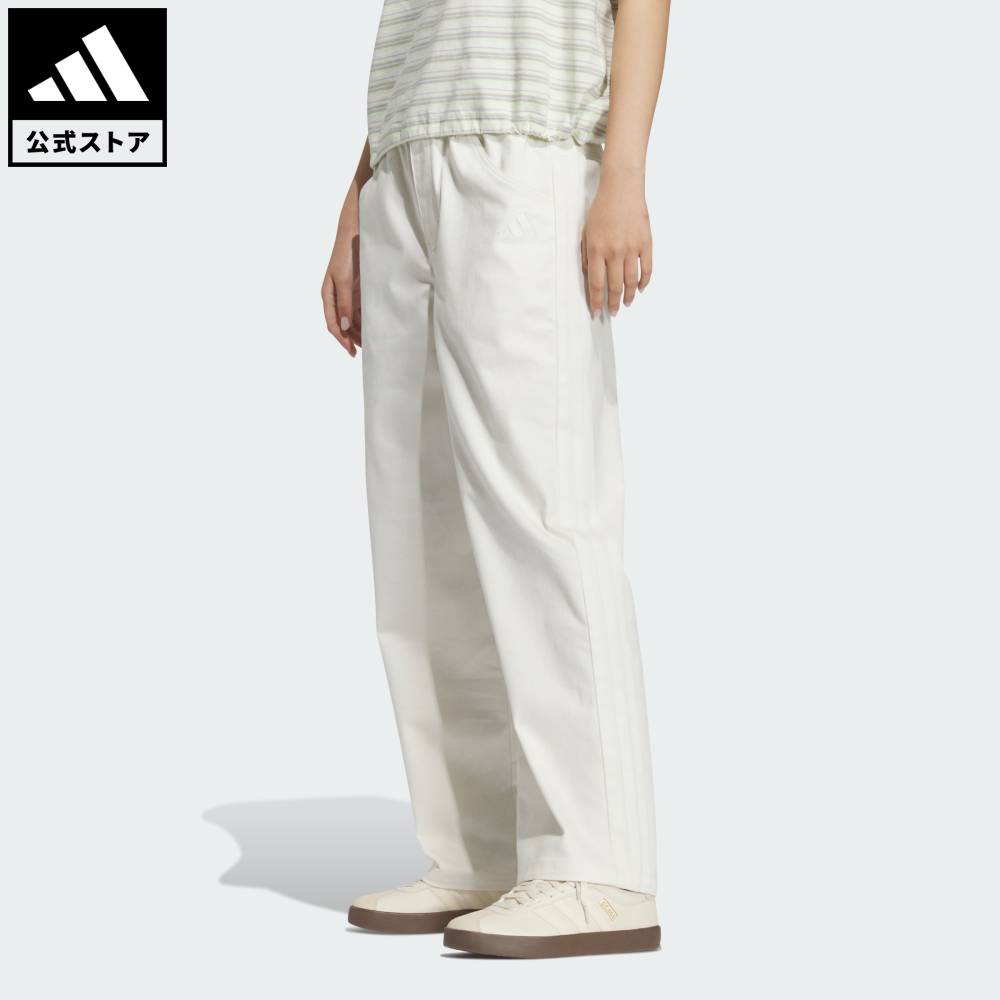 乐天商城 - 【ポイント20倍 5/9 20:00～5/20 23:59】 【公式】アディダス adidas 返品可 ライフスタイル STADIUM CHROME ルーズフィット デニムパンツ スポーツウェア レディース ウェア・服 ボトムス 白 ホワイト KF0744 【PT】